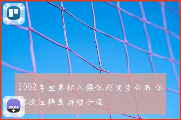 2002年世界杯八强体彩奖金公布 体彩投注热度持续升温